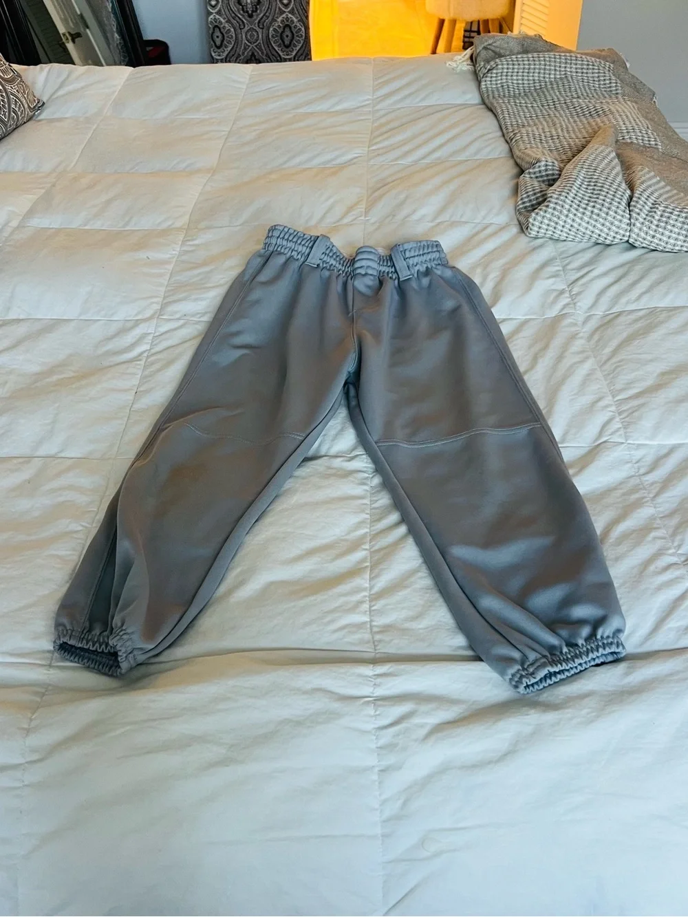 Grey Jogger Baseball Pants with Elastic Waist
